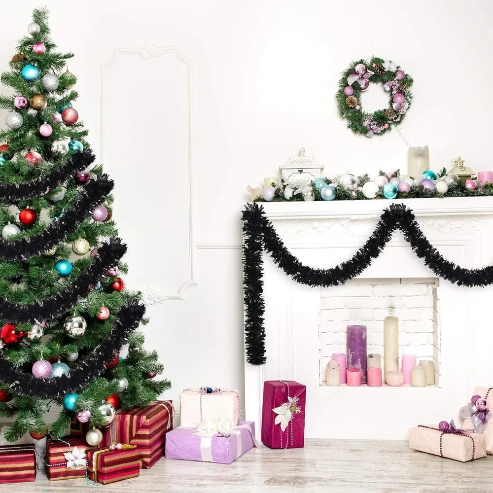 Versatile 26.2 ft Metallic Tinsel Garland - Perfect for Christmas & Halloween